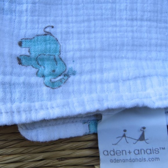 aden + anais Other Aden Anais White Blanket Turquoise Elephants
